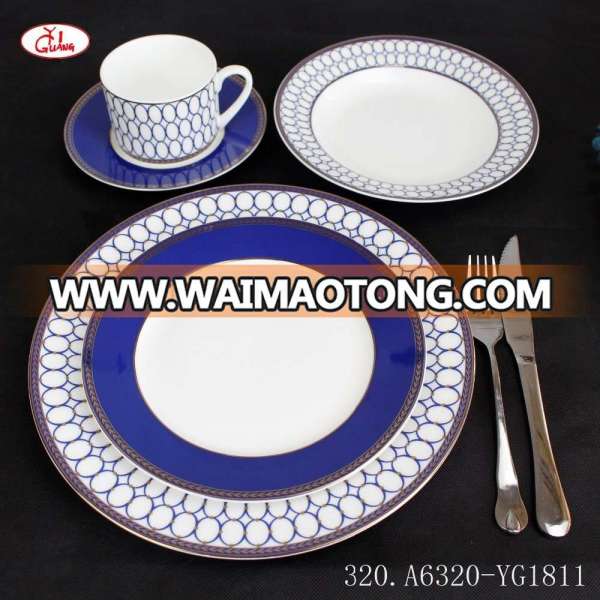 Wholesale bone china gold rimmed / gold rim porcelain dinner plates